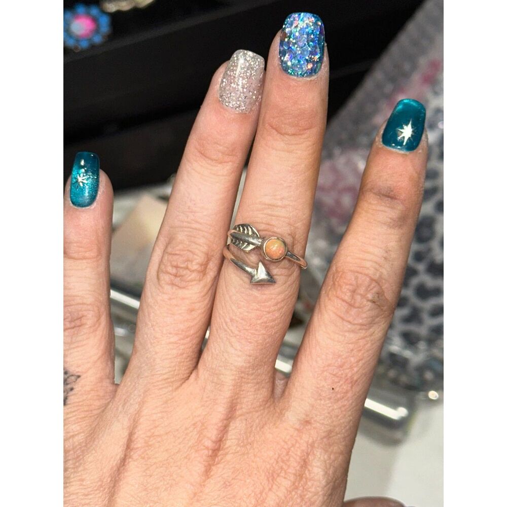 Opal .925 Sterling Silver Bypass Ring Size 7